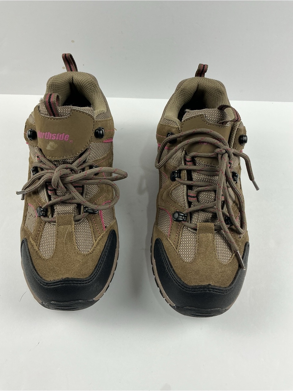 Northside Tan Trail Shoes with Pink Trim